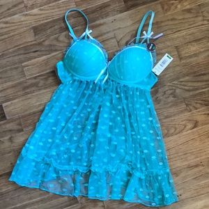 NWT lingerie aqua/blue/teal lace